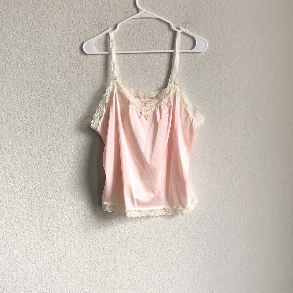 Undercover Wear Vintage Camisole Top Pink Lace Trim 1X Nylon